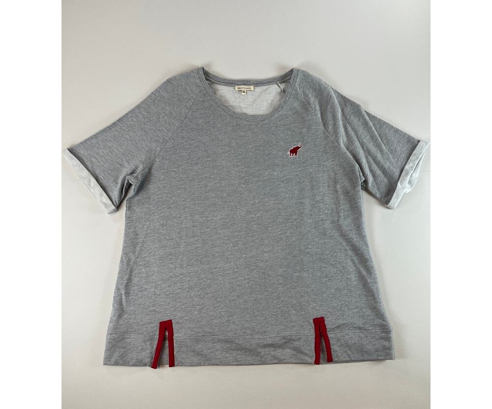UG Apparel Gray Tunic Top XL Red Embroidered Elephant Logo UA Licensed